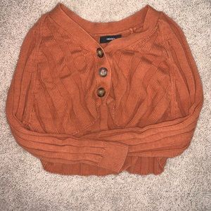 Forever 21 Orange cropped button up sweater size S